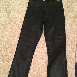 JOIE MID RISE SKINNY COATED BLACK JEANS -26 -